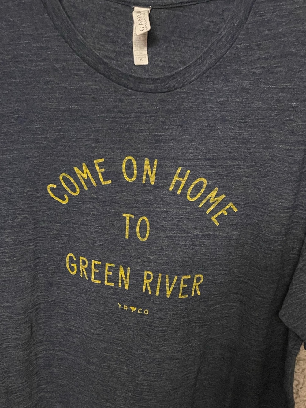 Men’s XL blue crew neck tee with Come On Home To Green River #CCR #classicrock